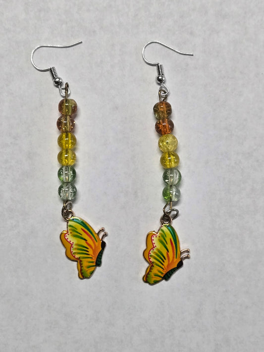 Dangle Butterfly Earrings- Tropical