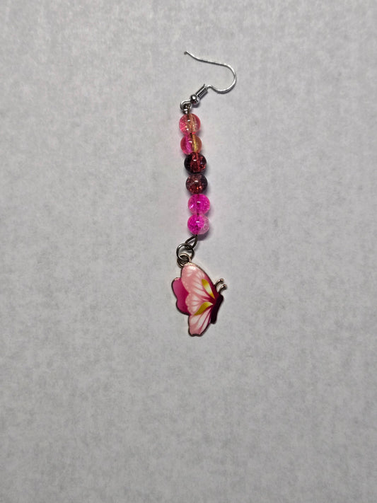 Dangle Butterfly Earrings- Flamingo