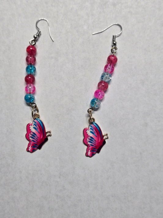 Dangle Butterfly Earrings- Pinky Pie