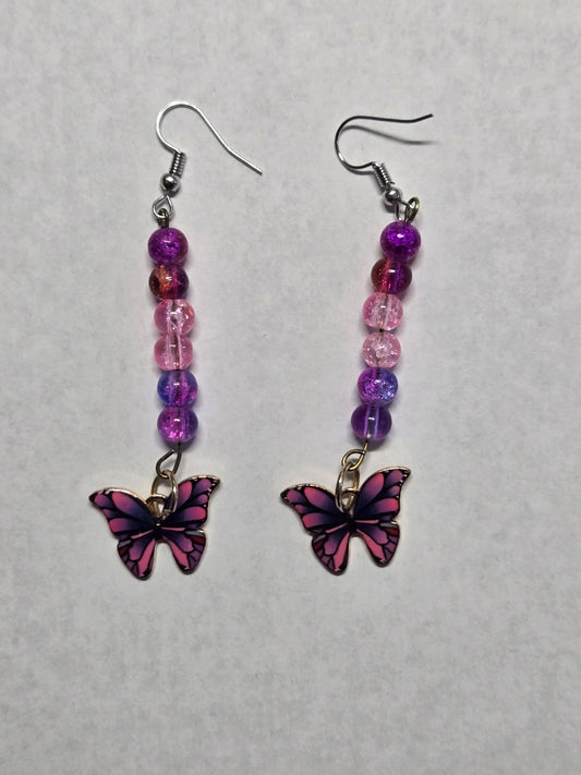 Dangle Butterfly Earrings- Purple Passion